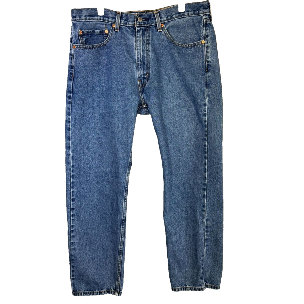 Levis 505 Jeans Mens 36x30 Blue Regular Fit Straight Leg Denim Zip Fly